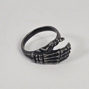 England 2000 Skeleton Hand Bones Gothic Biker Grunge Detailed Ring Sz 12